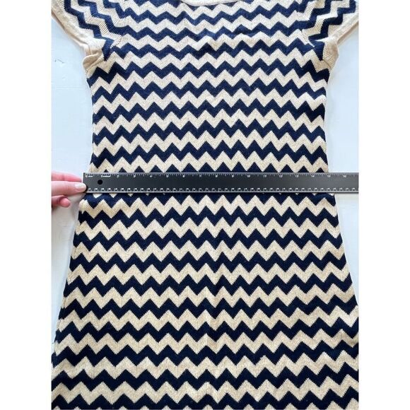 Lilly Pulitzer Santana Dazzle Gold Blue Chevron Merino Wool Dress Size Large EUC - Picture 7 of 8